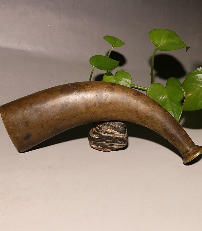 清代老铜道教法器龙角号角