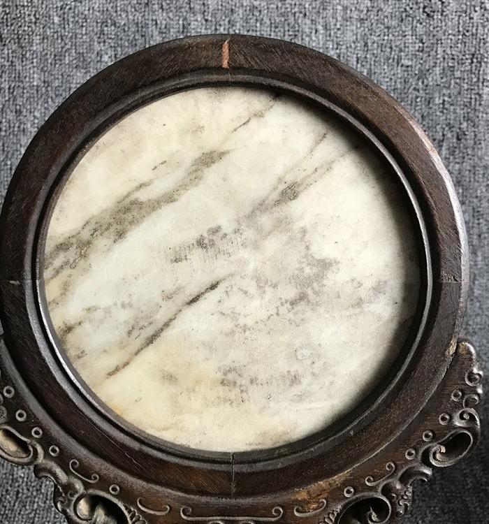 清代黄花梨镶嵌云母石屏风摆件古玩杂项老屏风摆件