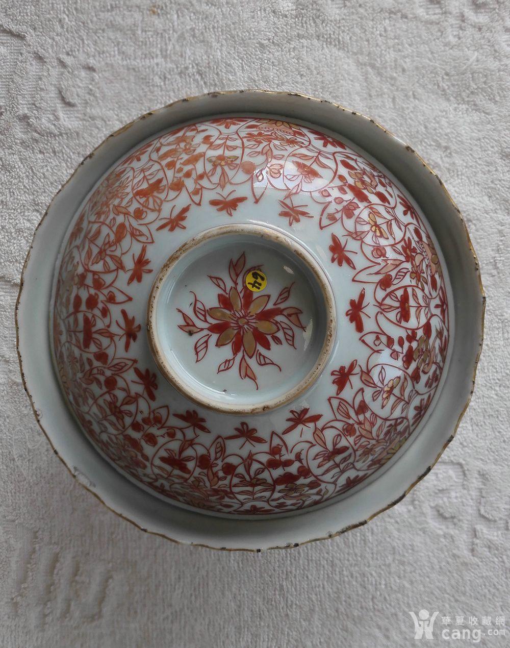 瓷器 清 康熙矾红彩侍女盖碗