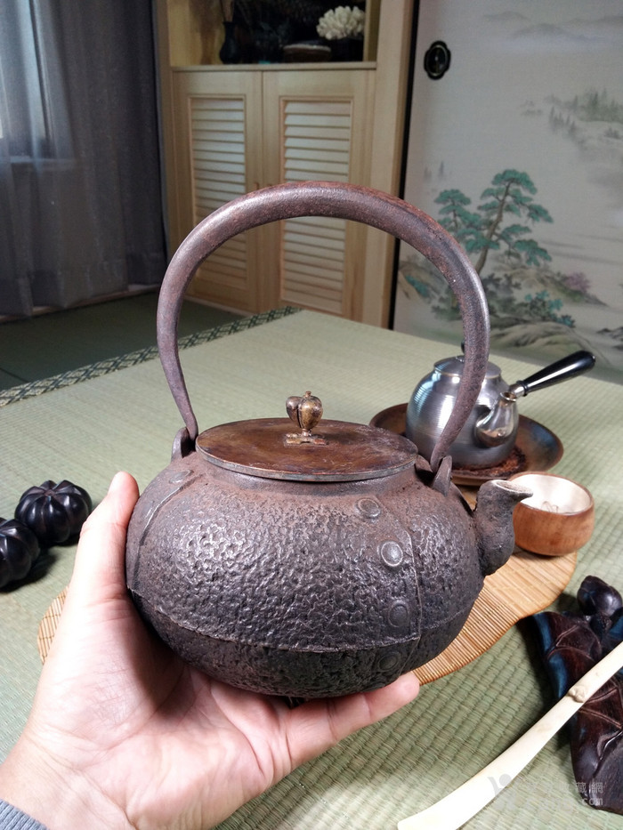 520 日本茶道具名堂精品铁壶 祥云堂铁瓶