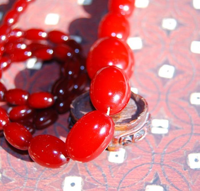 欧洲 老樱桃红古董蜜蜡项链