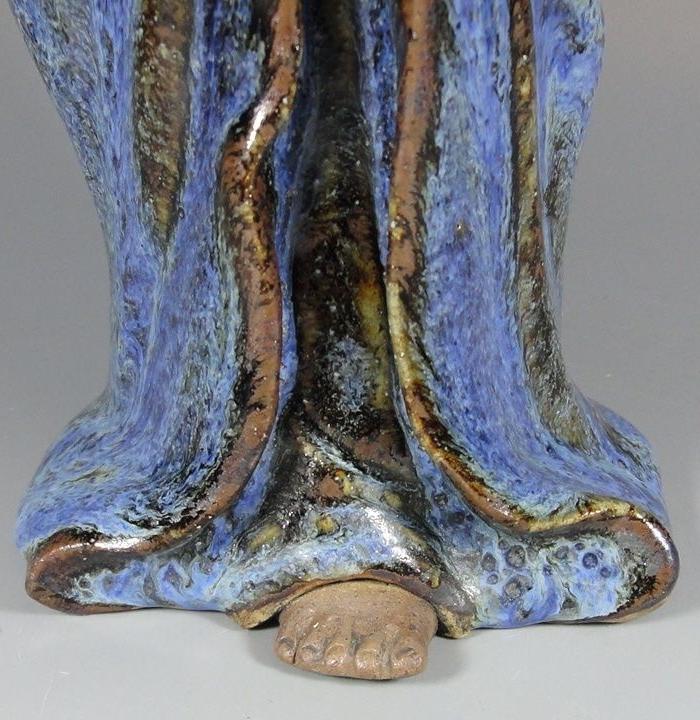 石湾窑达摩祖师造像 不老包退,民国期间,衣脚有小修复_华夏古玩城_华