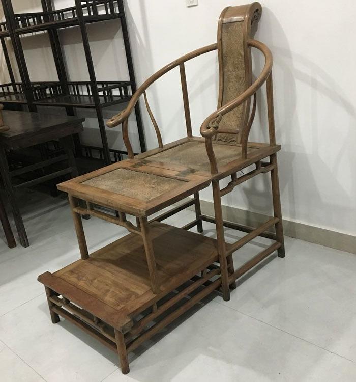 老黄花梨椅子 明清老家具古董老木器清代黄花梨折叠躺椅圈椅