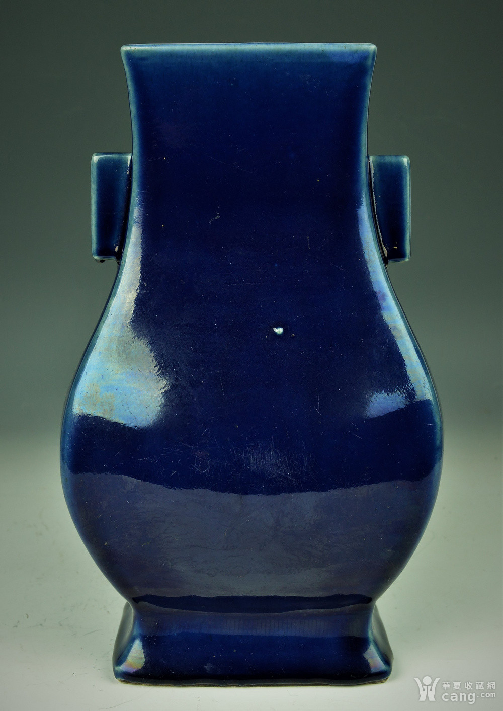 欧美回流 清中期霁蓝釉双贯耳大瓶_地摊交易_华夏收藏网