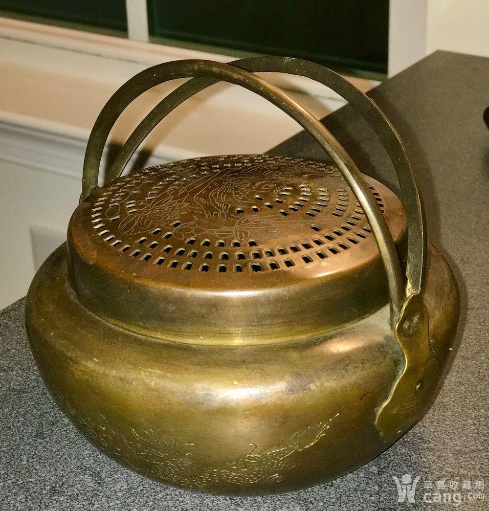 晚清民国带刻铜手炉
