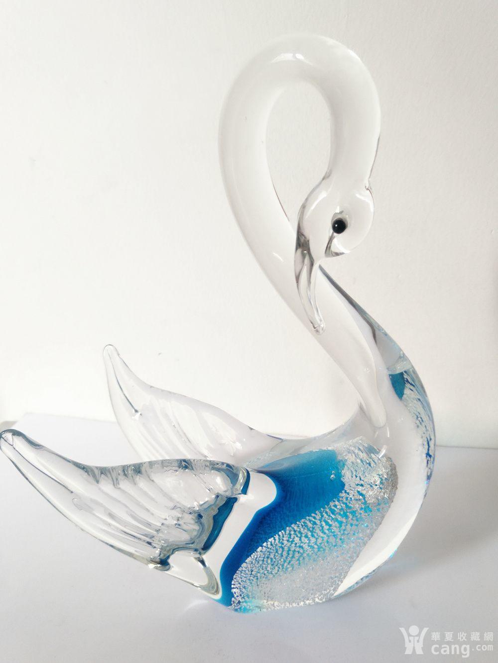 著名意大利murano慕拉诺多彩玻璃艺术雕塑 天鹅鸟摆件