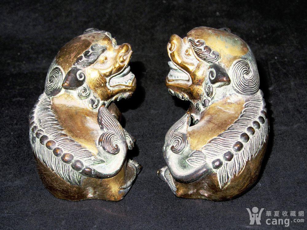 清代铜鎏金貔貅一对