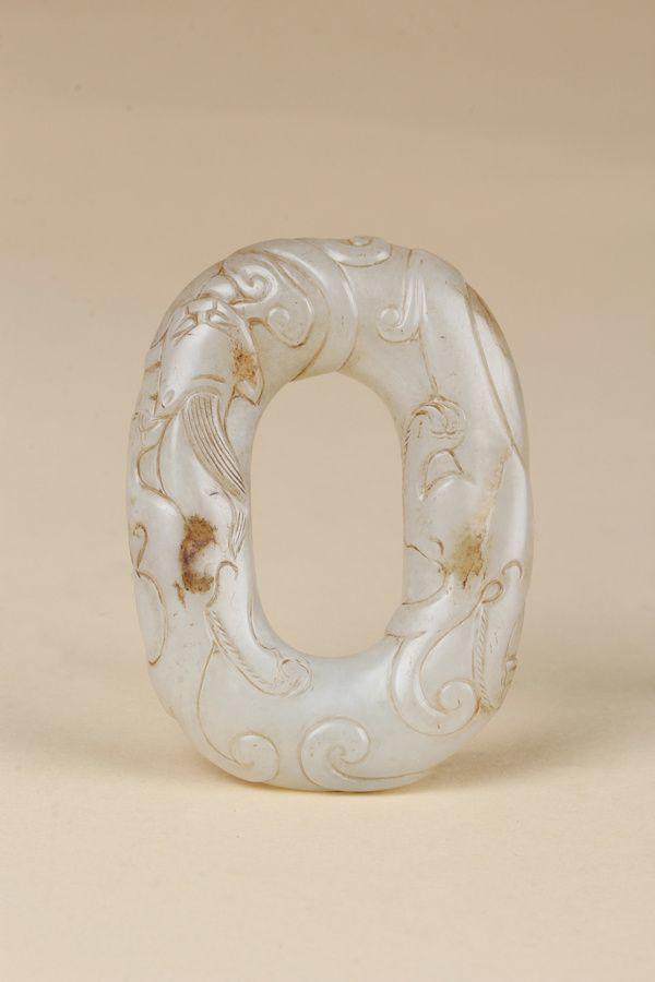 螭龙环 白玉挂件