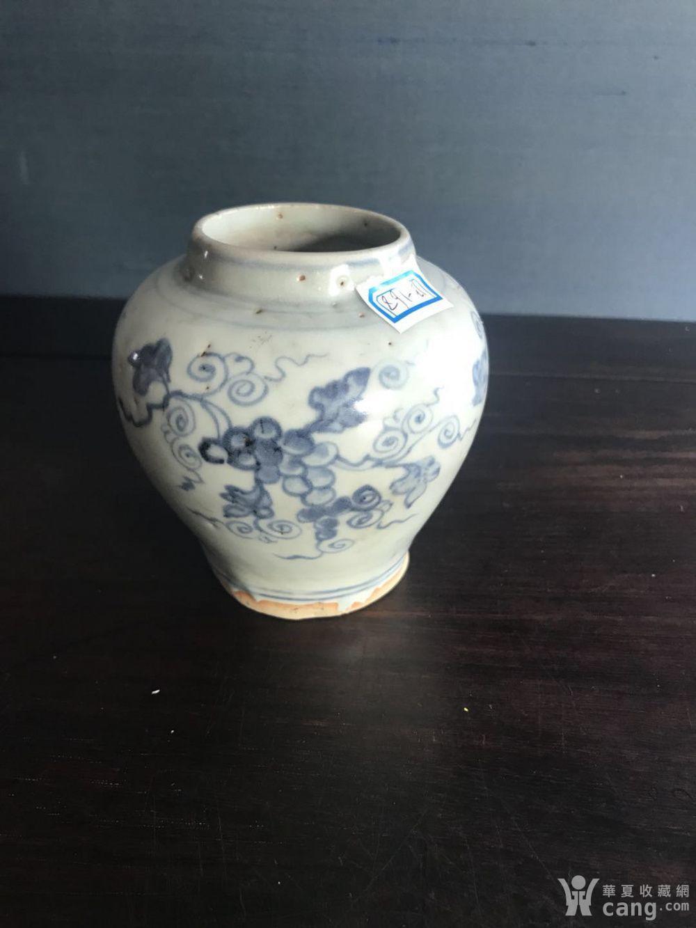 明代青花葡萄纹小罐