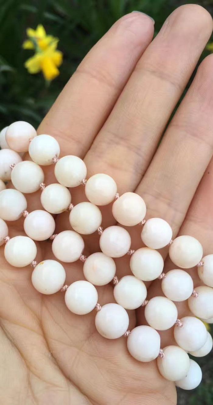 14k天使肌,珊瑚项链,简直完美!珠子约8mm,71cm长!