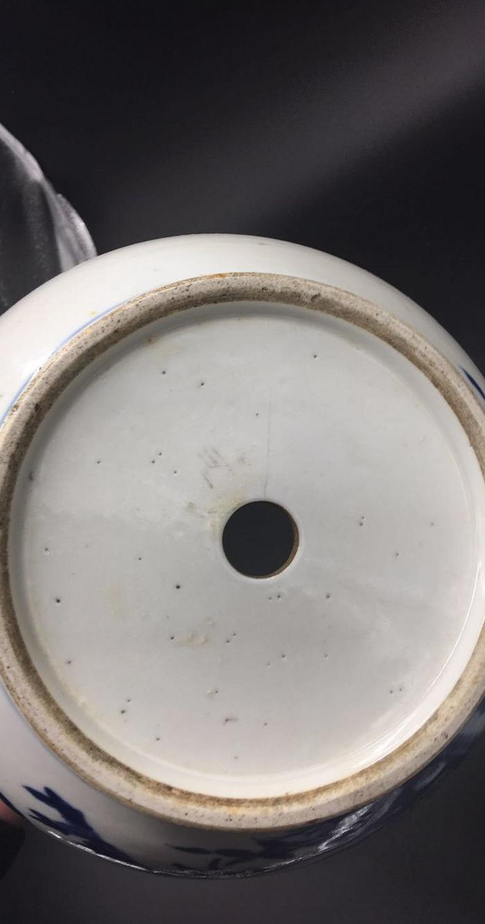 清代青花花鸟纹花盆