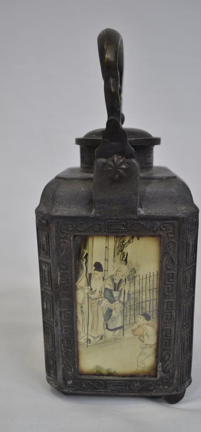 民国外销潮邑永顺老店点铜真料锡提梁茶叶罐