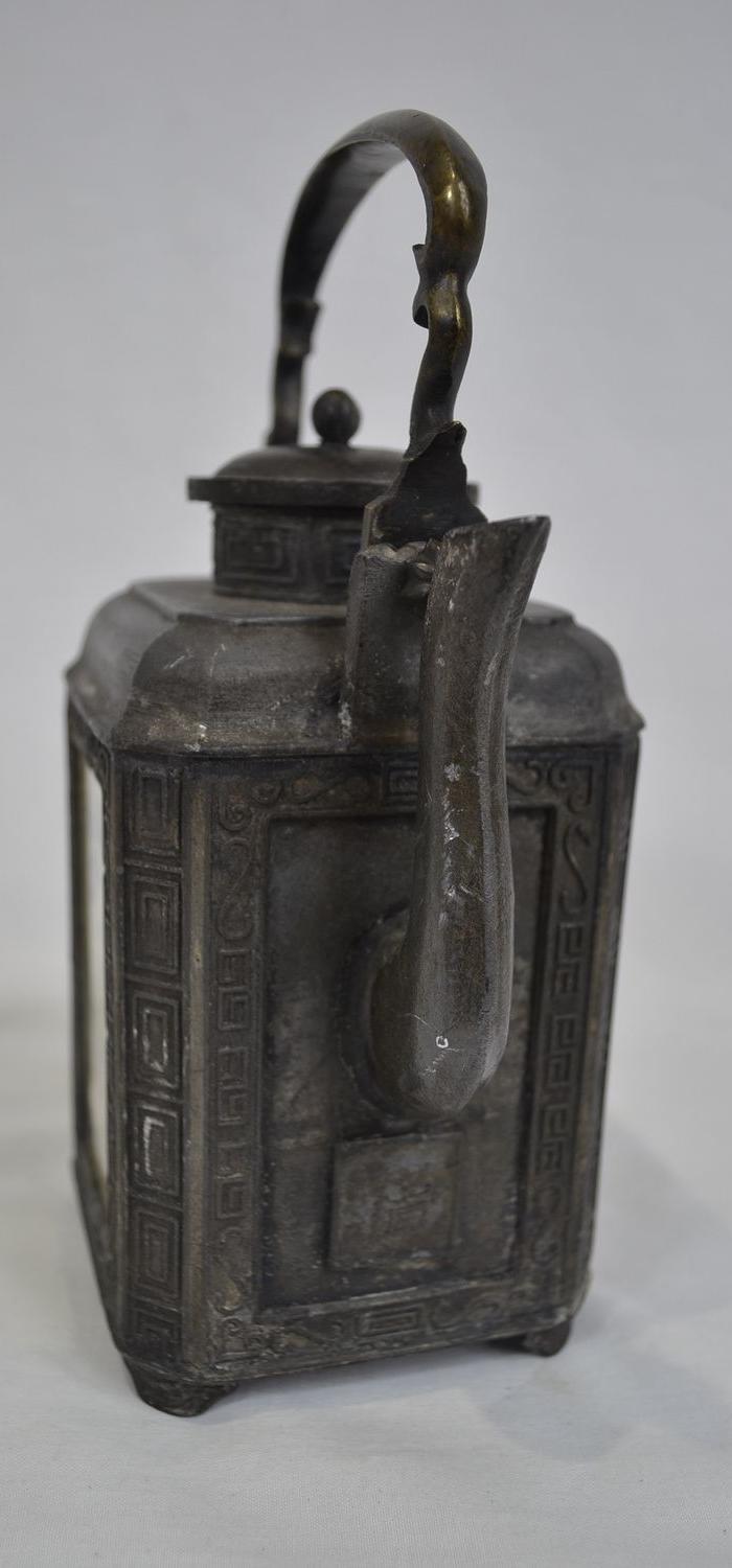 民国外销潮邑永顺老店点铜真料锡提梁茶叶罐