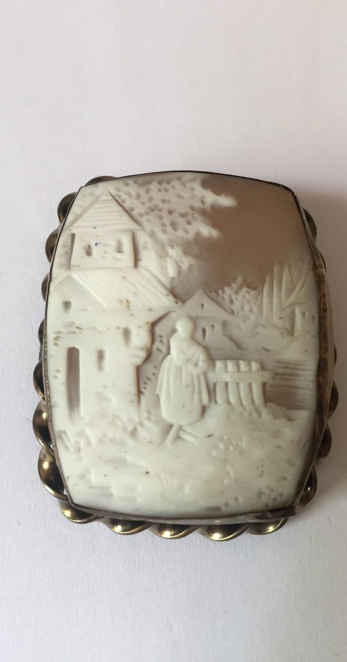 美国回流兴业坊 欧美古董贝雕胸针