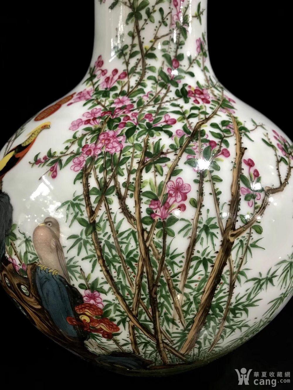 珐琅彩郎世宁恭绘花鸟纹天球瓶