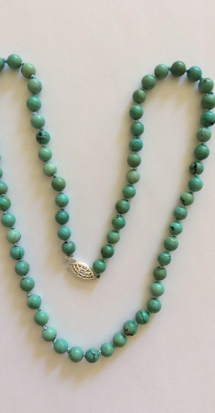 美国回流兴业坊 创汇期天然原矿绿松石珠项链
