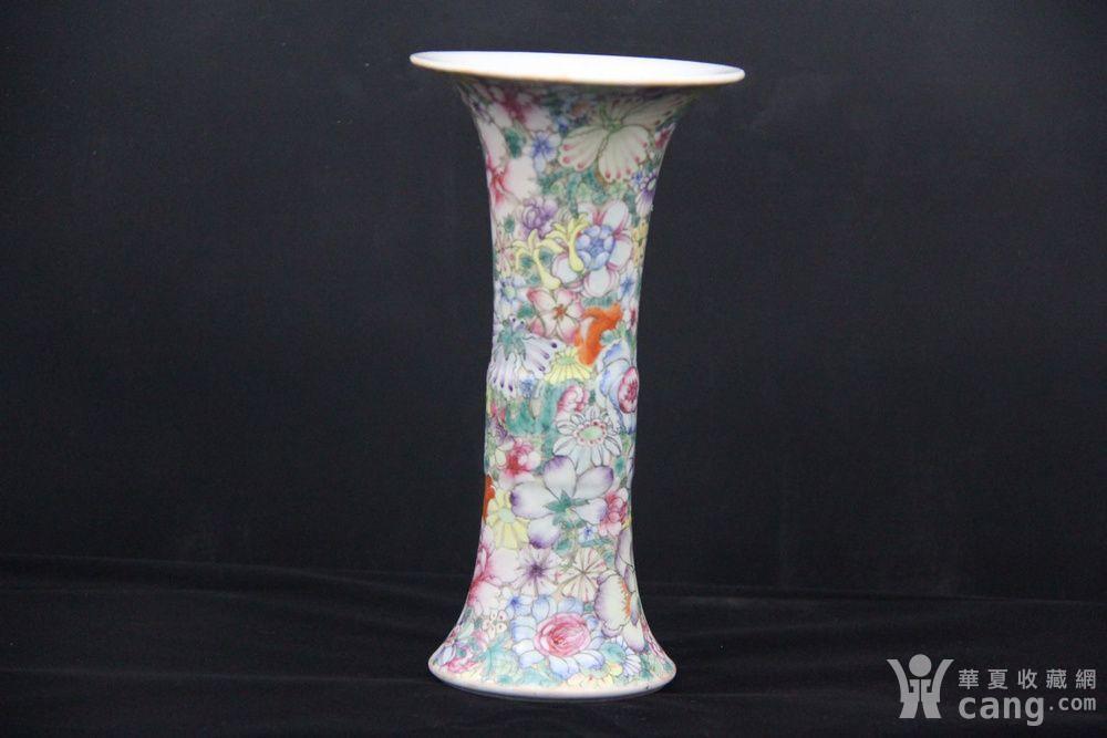 民国粉彩百花不落地花觚