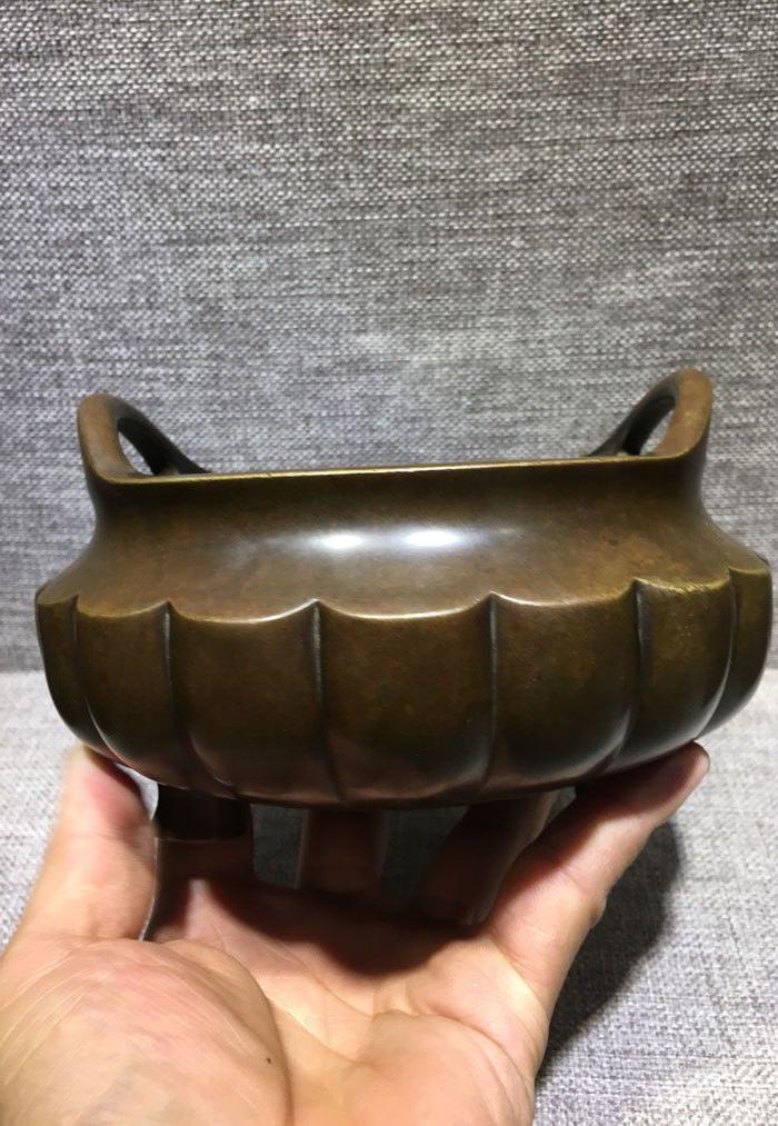 华夏古玩城 铜器 清供 > 明代传世黄铜宣德铜炉