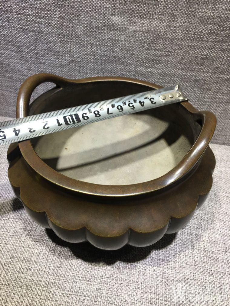 仿古工艺品 铜器 明代传世黄铜宣德铜炉