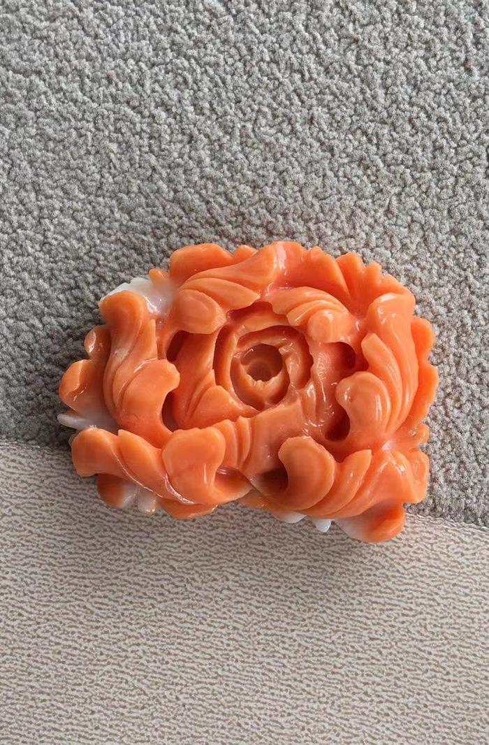 天然红珊瑚莫莫牡丹花2