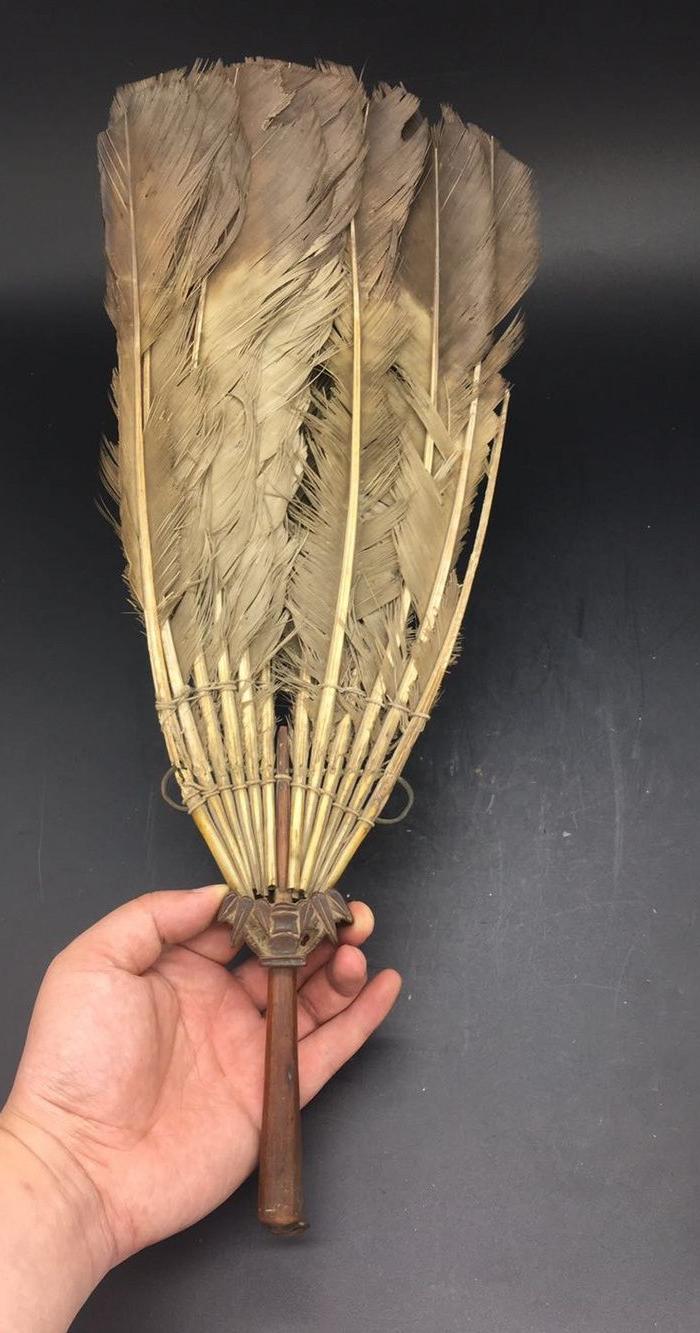 清代老黄杨木鹅毛扇