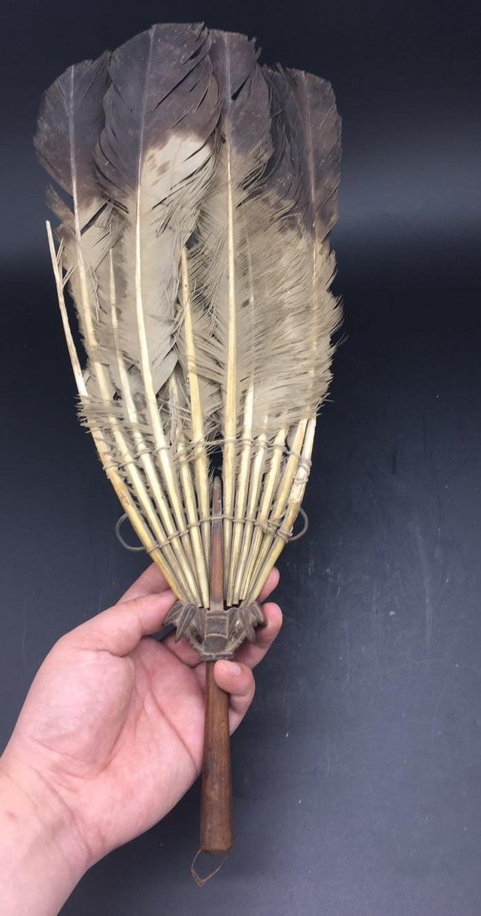 清代老黄杨木鹅毛扇