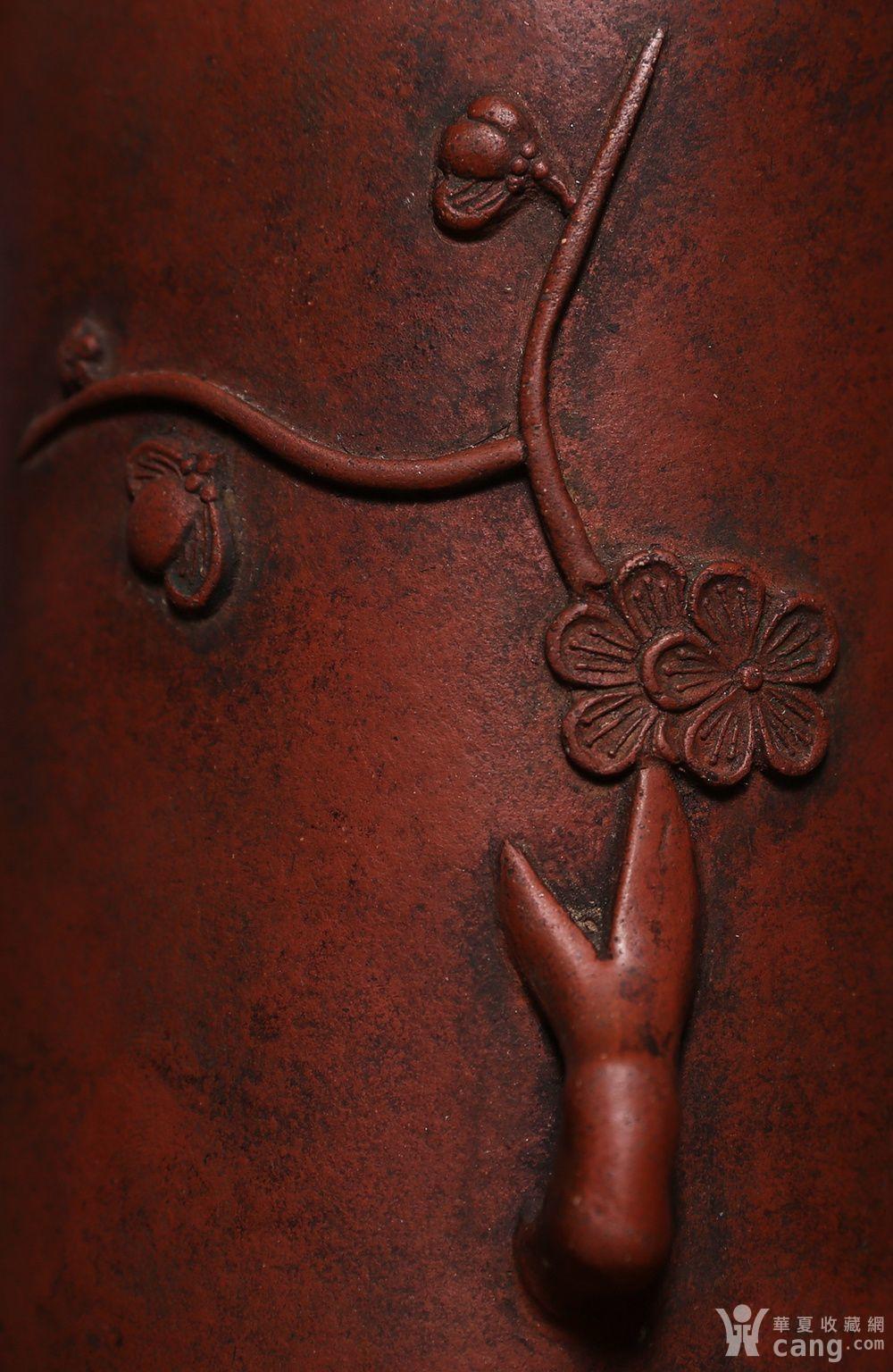 藏海淘 友兰老紫泥手工梅花紫砂笔筒 hx44