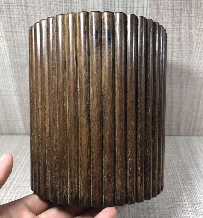 清代黄花梨瓜棱口笔筒黄花梨老笔筒文房