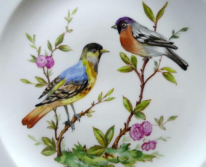 柏林皇家瓷器厂彩绘花鸟盘