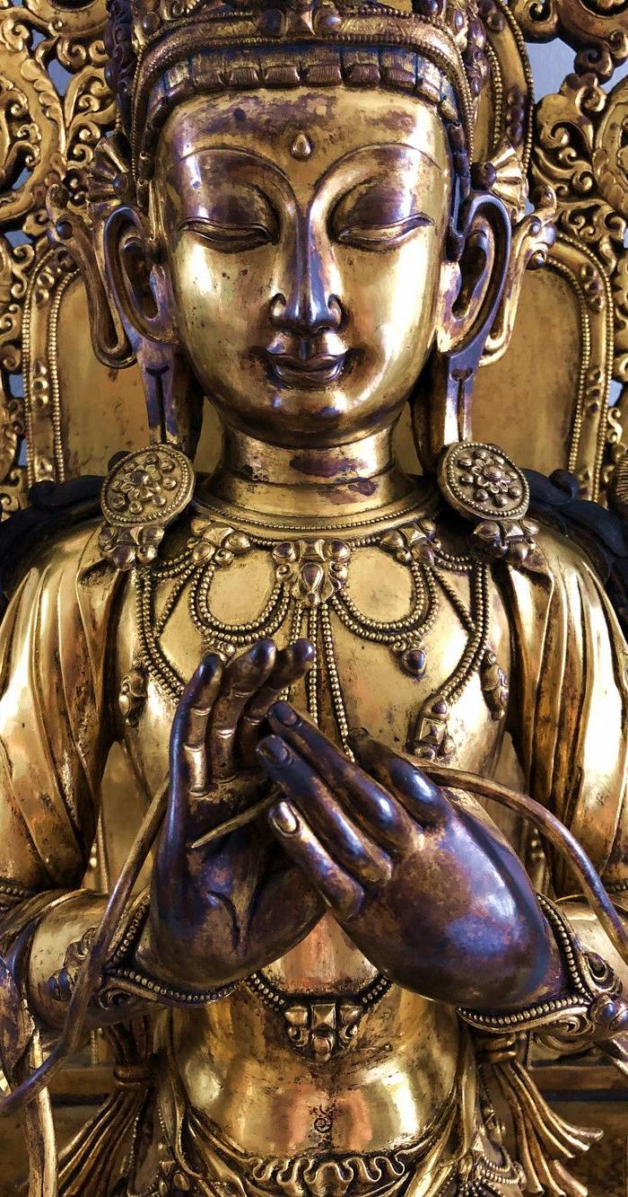 朝鲜寺庙回流 明 鎏金弥勒菩萨 像