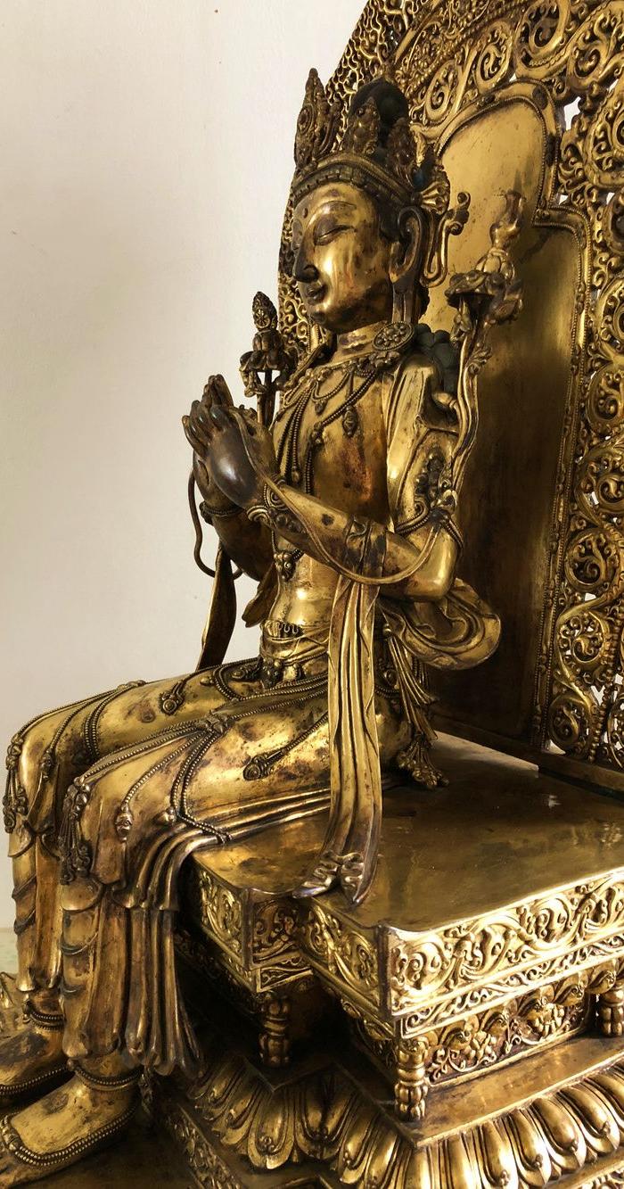 朝鲜寺庙回流 明 鎏金弥勒菩萨 像