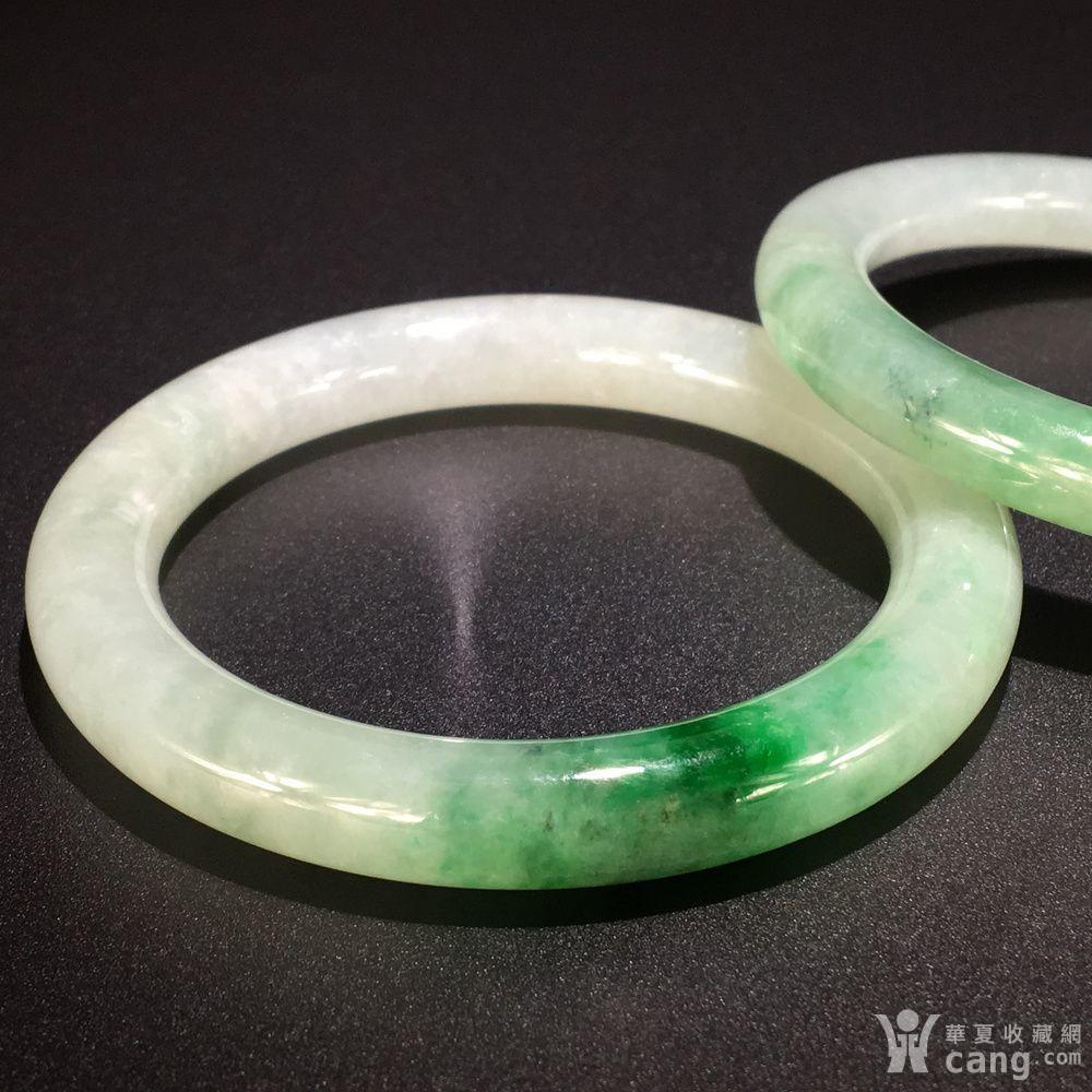 缅甸老坑种翡翠a货冰糯种 对镯