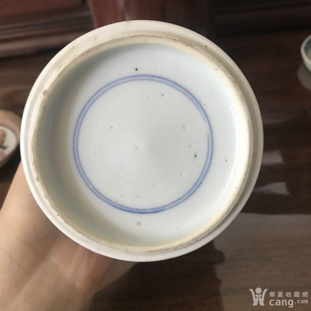 开门康熙青花翠毛蓝束腰人物故事笔筒