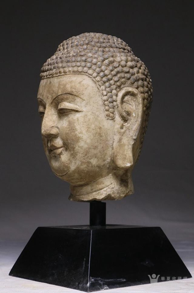 明代以前汉白玉石雕释迦摩尼佛头造像摆件