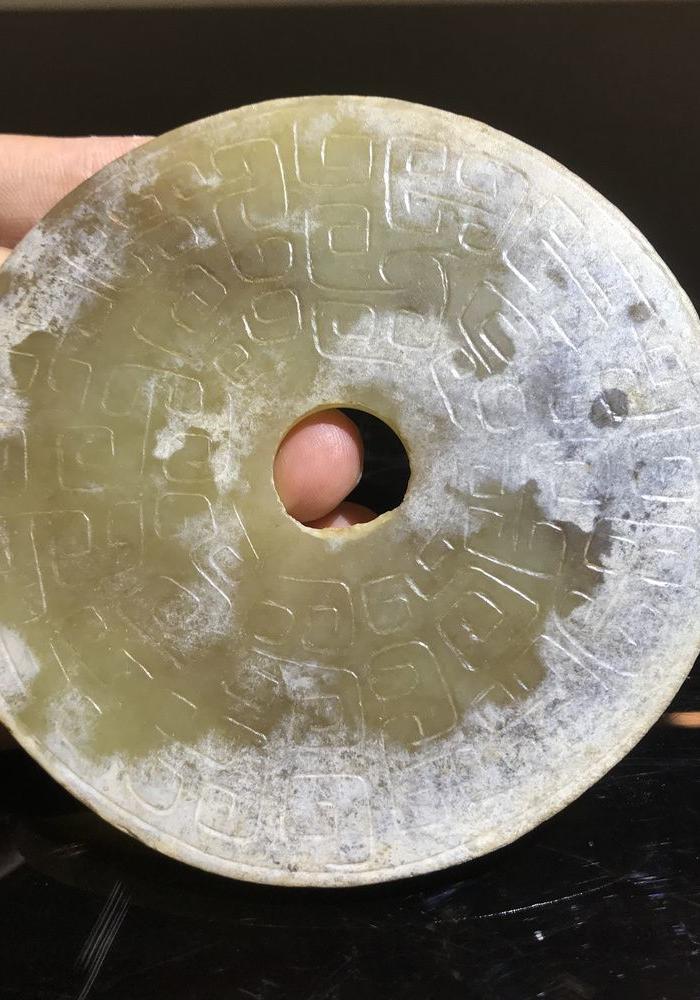 华夏古玩城 玉器 高古 > 古玉 阴刻云纹青玉壁