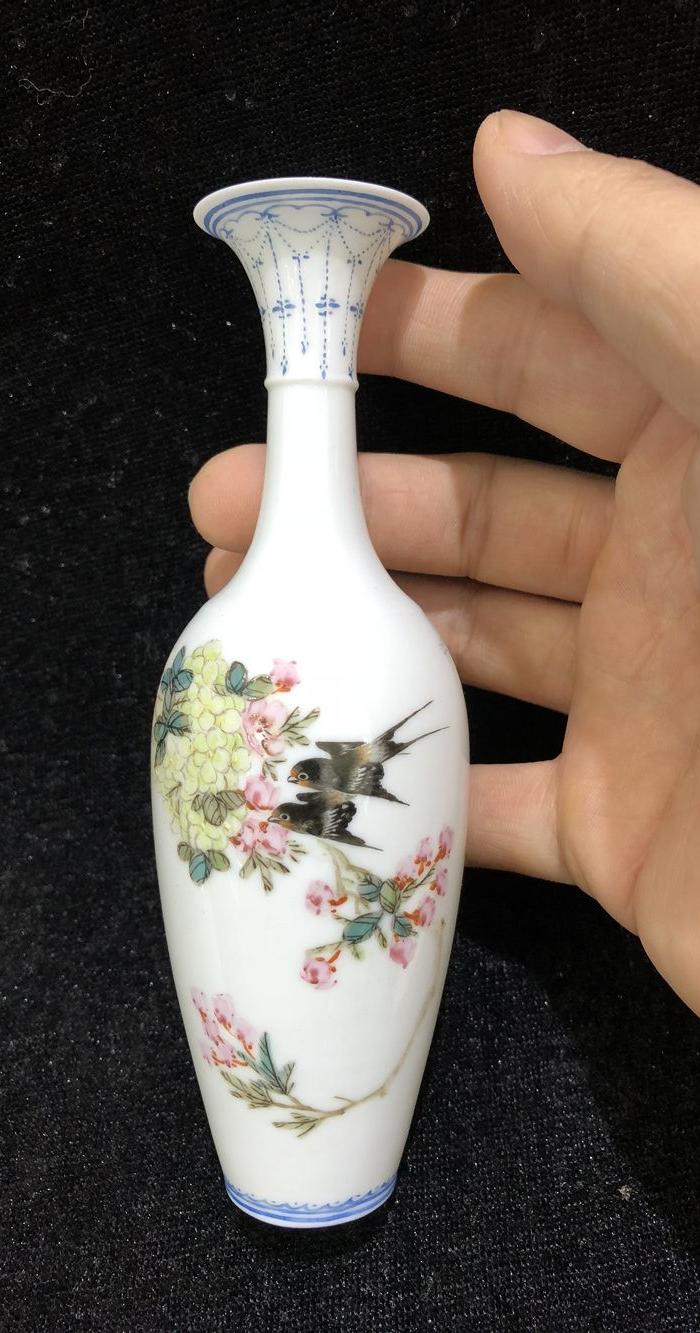 景德镇新华瓷厂60 70年代花鸟薄胎瓶
