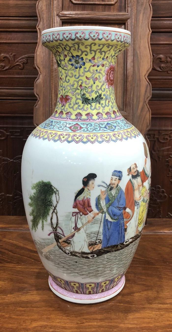 景德镇艺术瓷厂60 70年代八仙过海重工粉彩瓶