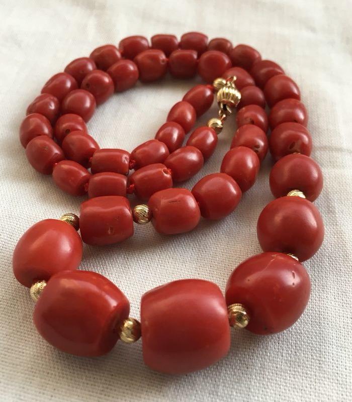 百年老阿卡红珊瑚6 15mm桶珠欧洲回流