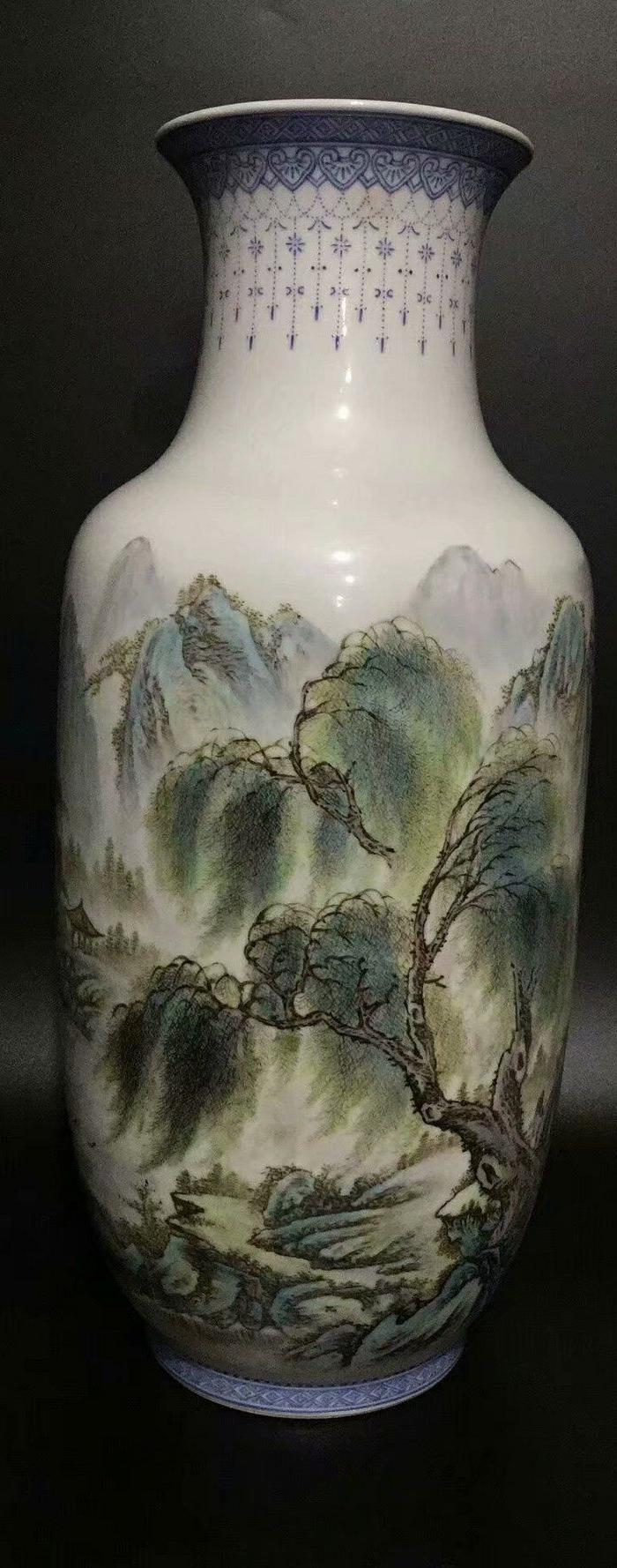 名家王云泉山水花瓶一对_名家王云泉山水花瓶一对价格_买卖_交易_行情