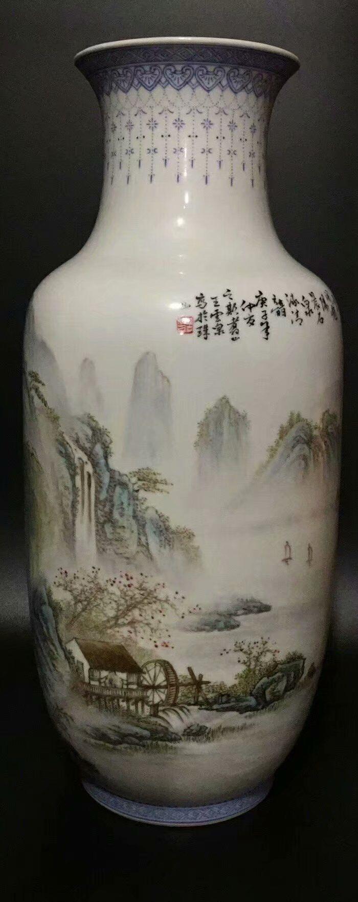 名家王云泉山水花瓶一对_名家王云泉山水花瓶一对价格_买卖_交易_行情