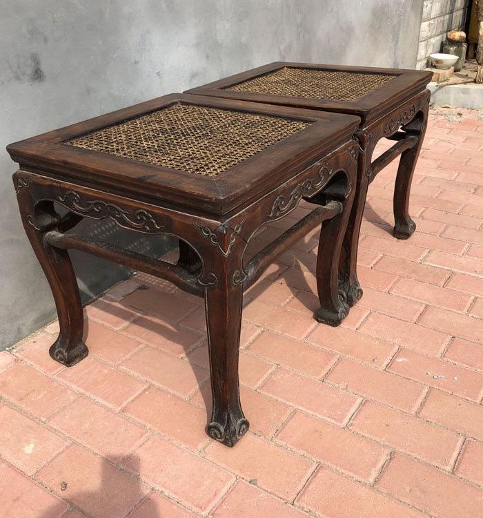 清代传世黄花梨藤子面活拆活拿方凳明清家具黄花梨方凳