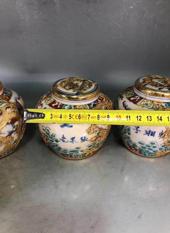 天字款斗彩包铜鎏金罐一套 八仙_华夏古玩城_华夏收藏网