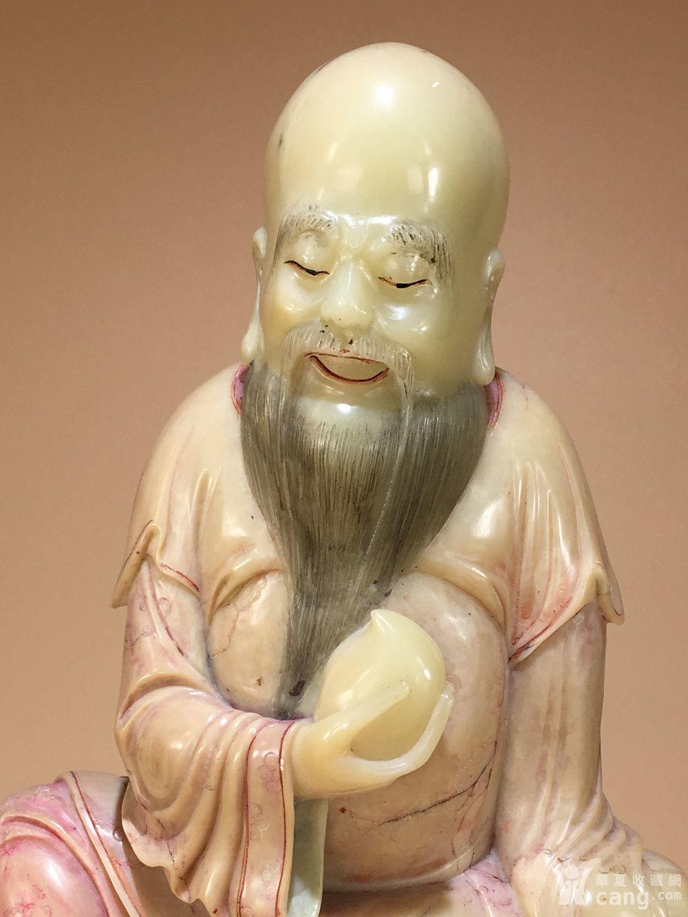 清代寿山石雕东方朔偷桃造像 明清石雕人物像清代寿山石精品