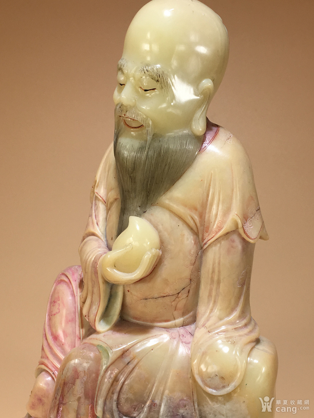 清代寿山石雕东方朔偷桃造像 明清石雕人物像清代寿山石精品
