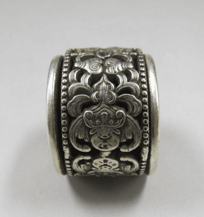 光绪天宝足银福寿纹转心扳指