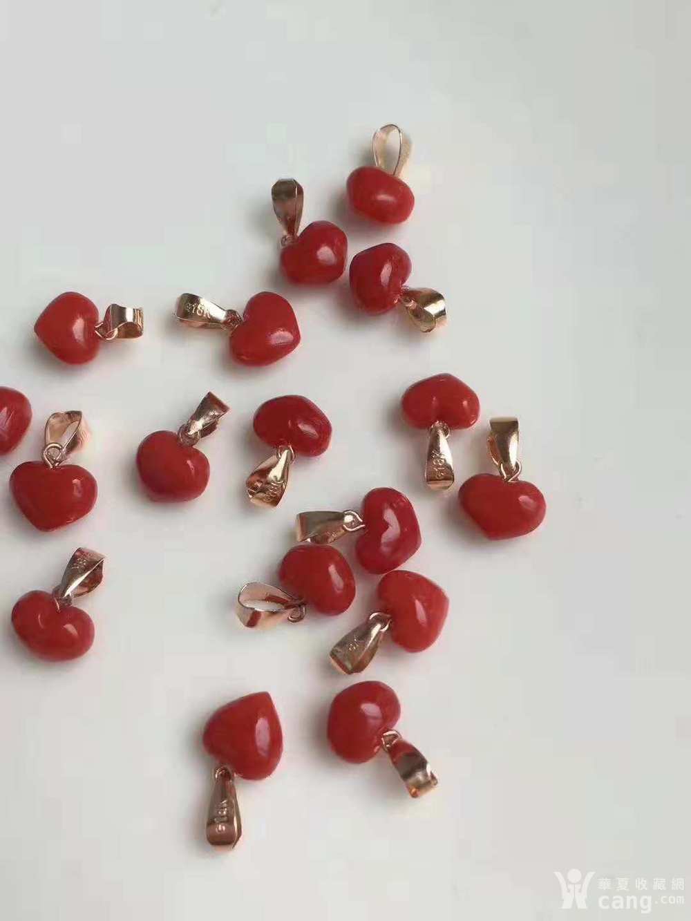 天然沙丁红珊瑚18k金心形项链_地摊交易_华夏收藏网