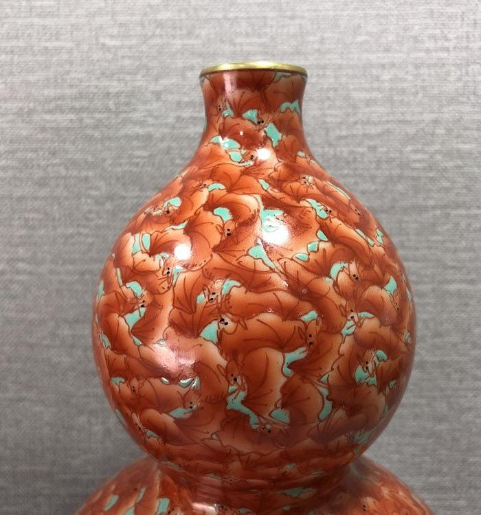 清代官窑矾红蝙蝠葫芦瓶大清乾隆年制葫芦瓶摆件老瓷器瓶