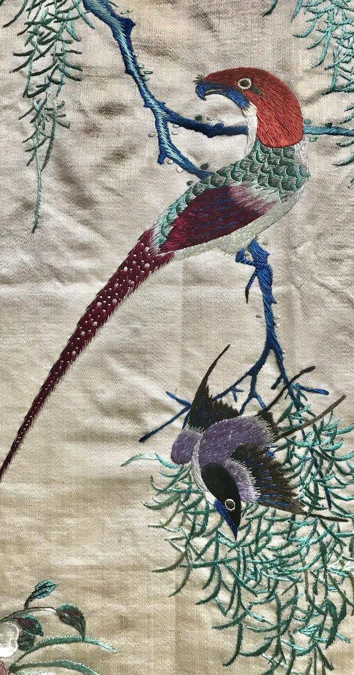 清代 精品 粤绣 花鸟 一块