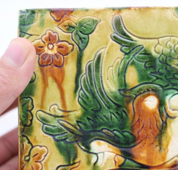 巩县窑三彩鸳鸯纹小脉枕