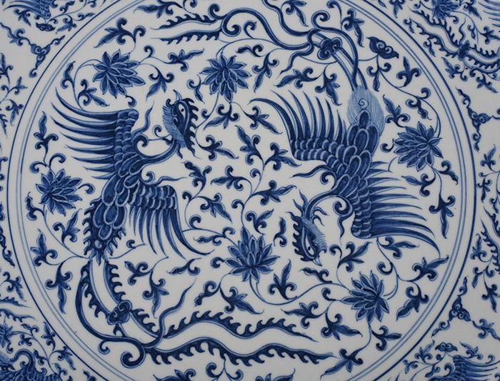 明成化青花团凤纹大盘